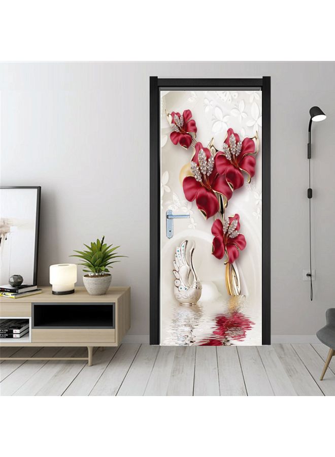 Decorative Printed Door Sticker Red/White/Beige 50x120cm - Image 5