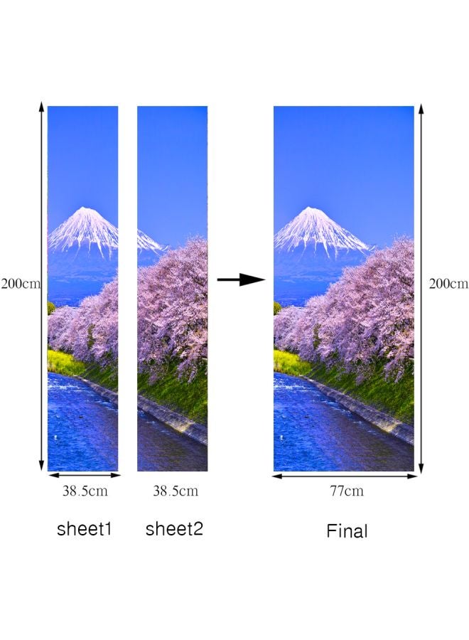Sakura Mount Fuji 3D Stereo Door Stickers Blue/White/Green 77x200cm - Image 2