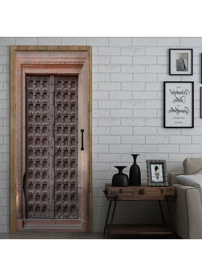 Vintage Wrought Iron Door 3D Stereo Door Stickers Brown 77x200cm  - Image 2