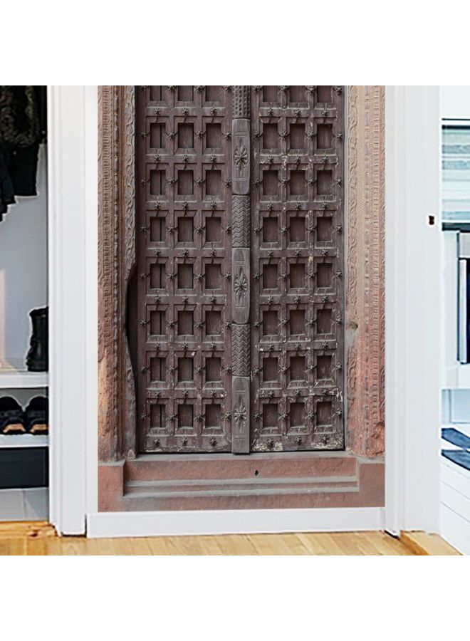 Vintage Wrought Iron Door 3D Stereo Door Stickers Brown 77x200cm  - Image 3