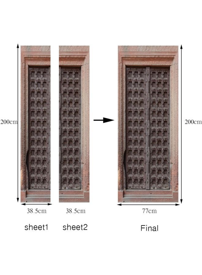 Vintage Wrought Iron Door 3D Stereo Door Stickers Brown 77x200cm  - Image 4