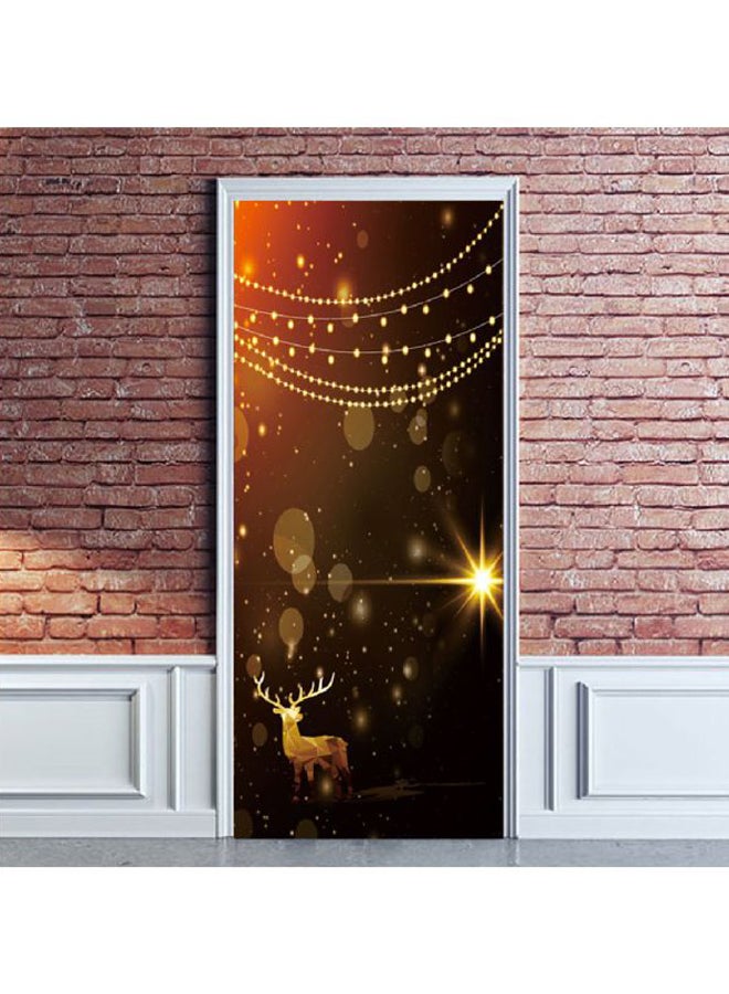 2-Piece Christmas Themed 3D Door Sticker Set Brown/Yellow/Red 200x77cm - Image 1