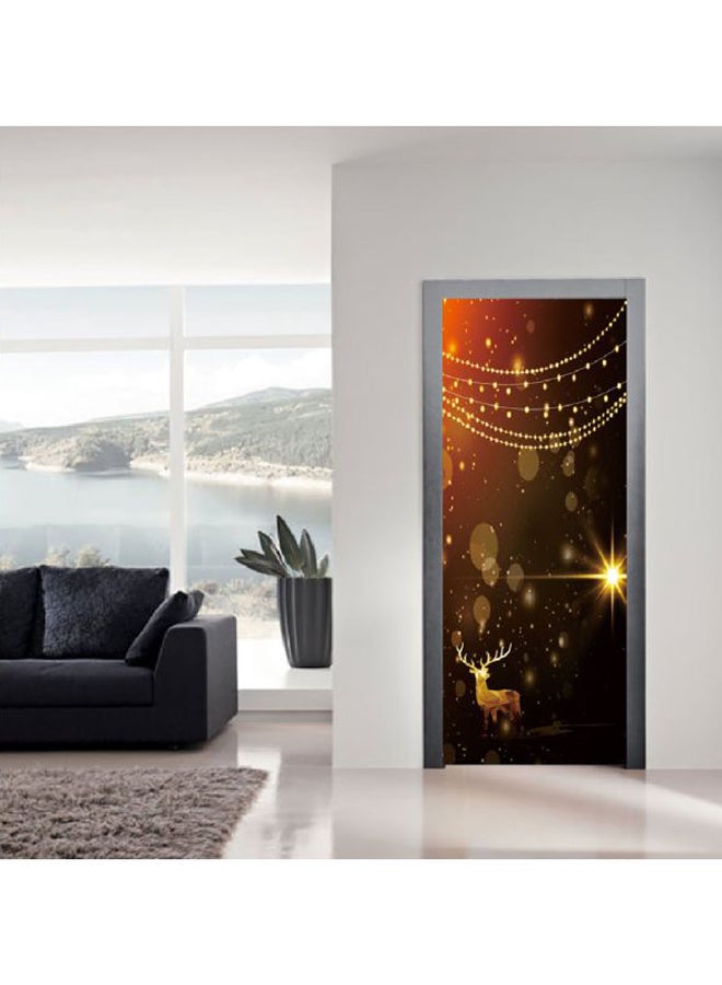 2-Piece Christmas Themed 3D Door Sticker Set Brown/Yellow/Red 200x77cm - Image 3