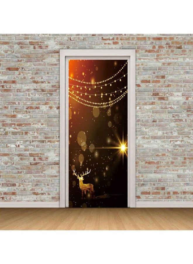 2-Piece Christmas Themed 3D Door Sticker Set Brown/Yellow/Red 200x77cm - Image 4
