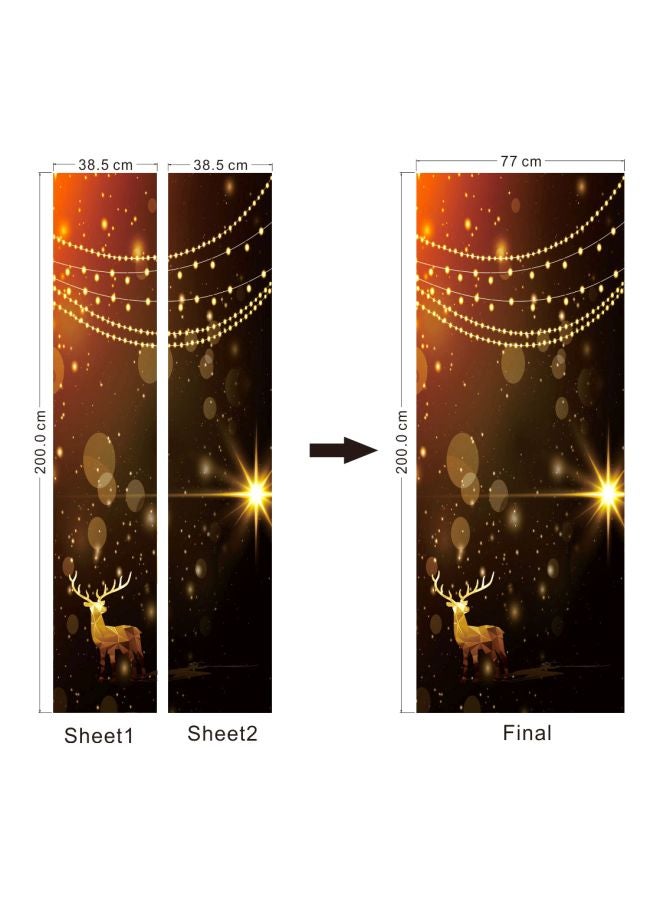 2-Piece Christmas Themed 3D Door Sticker Set Brown/Yellow/Red 200x77cm - Image 2
