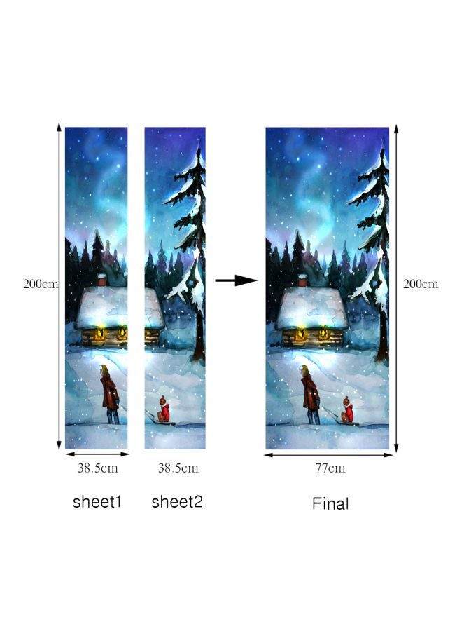 2-Piece Christmas Themed Decorative 3D Door Sticker Set White/Blue/Black 200x77cm - Image 2