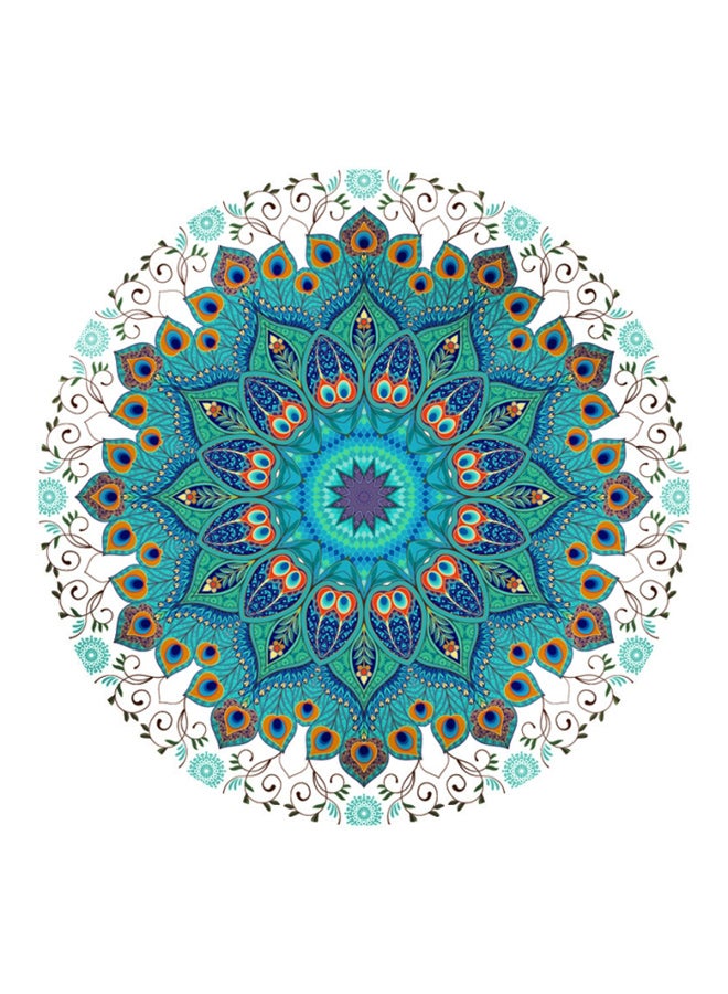 Waterproof Mandala Printed Floor Sticker Blue/White/Green 50cm - Image 1