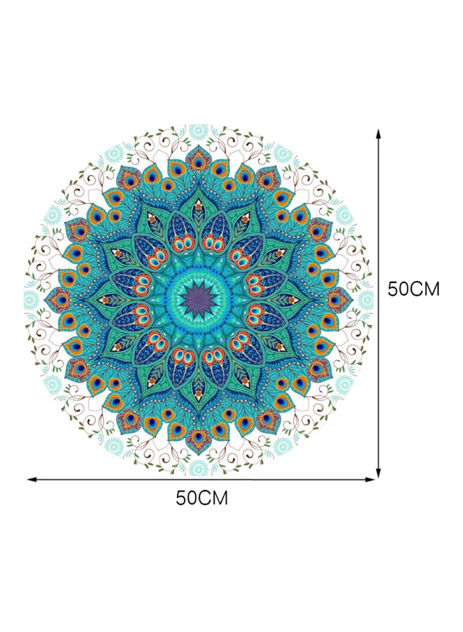 Waterproof Mandala Printed Floor Sticker Blue/White/Green 50cm - Image 2