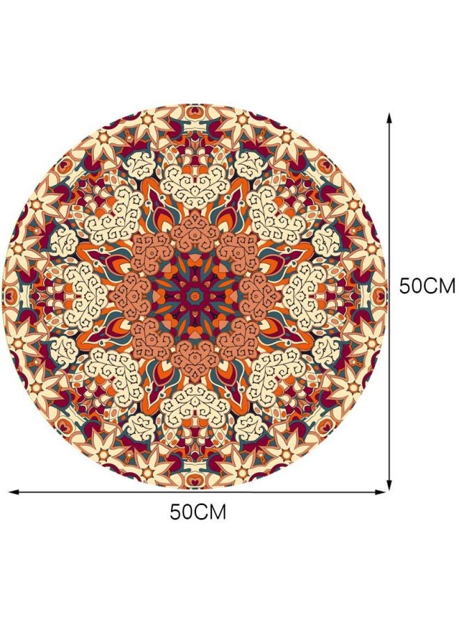 Waterproof Mandala Printed Floor Sticker Red/Beige/Brown 50cm - Image 2