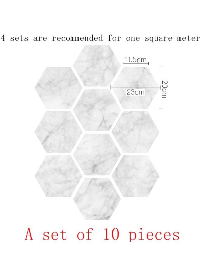 10-Piece Waterproof Floor Stickers Set White 11.5x20cm - Image 2