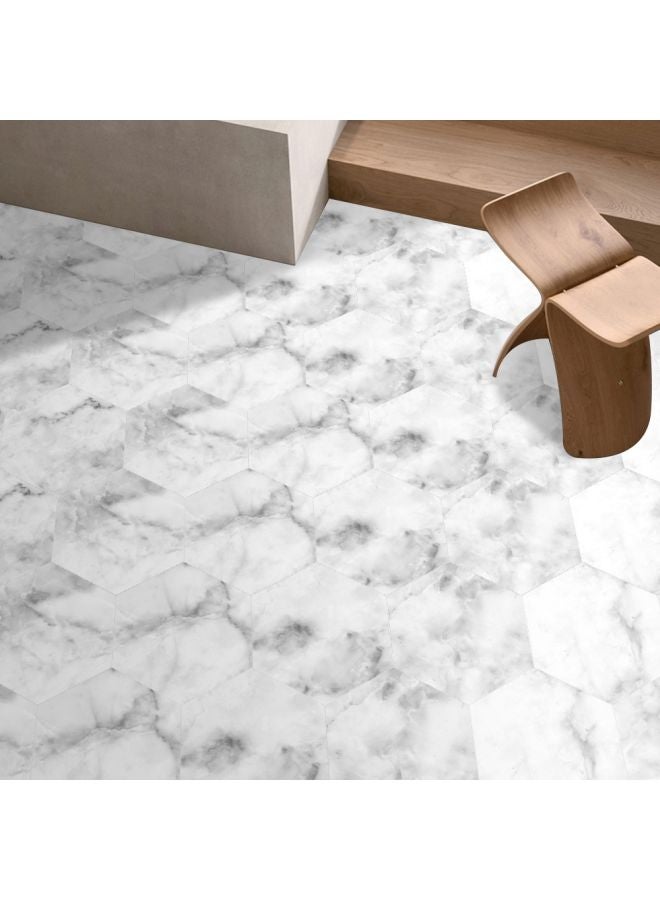 10-Piece Marble Printed Floor Stickers Set White/Grey 23x20centimeter - Image 1