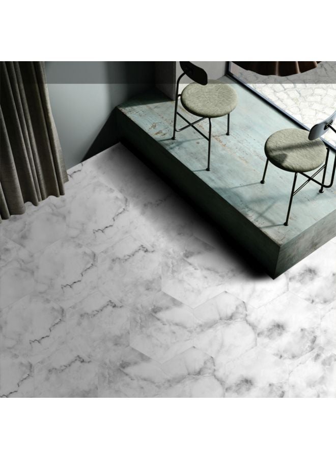 10-Piece Marble Printed Floor Stickers Set White/Grey 23x20centimeter - Image 2