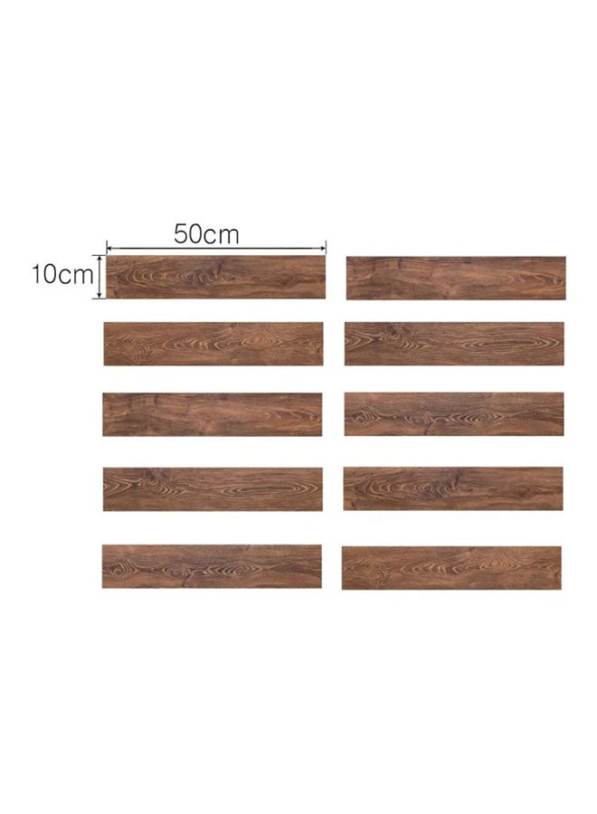 Generic - 10-Piece Wood Grain Printed Decorative Floor Sticker Set Brown 50x10centimeter - Image 1