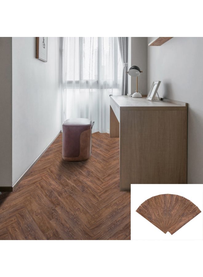 Generic - 10-Piece Wood Grain Printed Decorative Floor Sticker Set Brown 50x10centimeter - Image 1