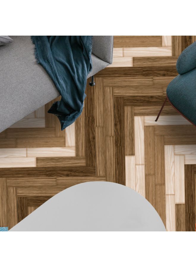 10-Piece Wood Grain Printed Decorative Floor Sticker Set Brown/Beige 50x10centimeter - Image 2