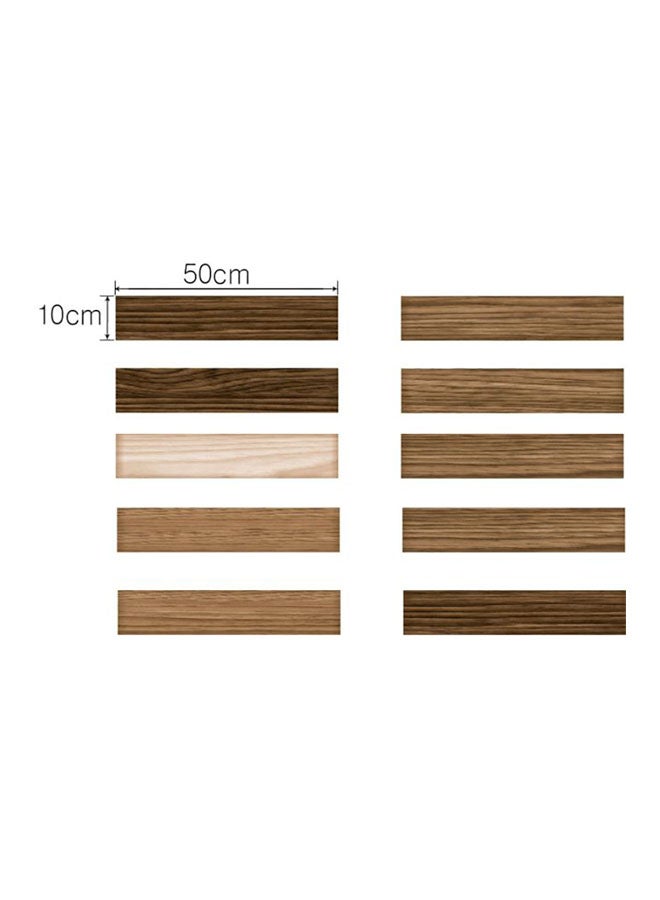 10-Piece Wood Grain Printed Decorative Floor Sticker Set Brown/Beige 50x10centimeter - Image 3