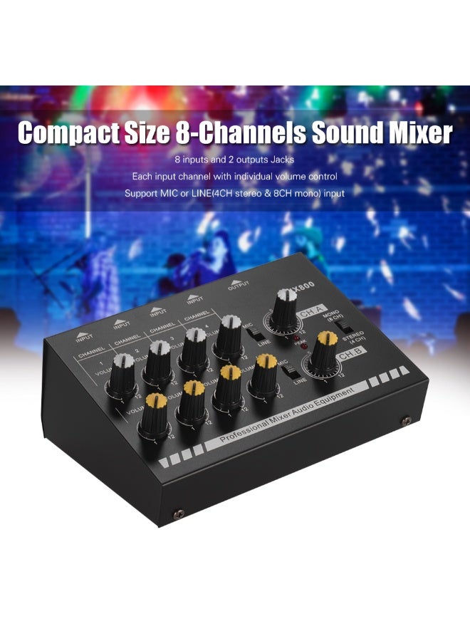 Generic - 8-Channels Mono Stereo Audio Sound Line Mixer With Power Adapter - Image 1