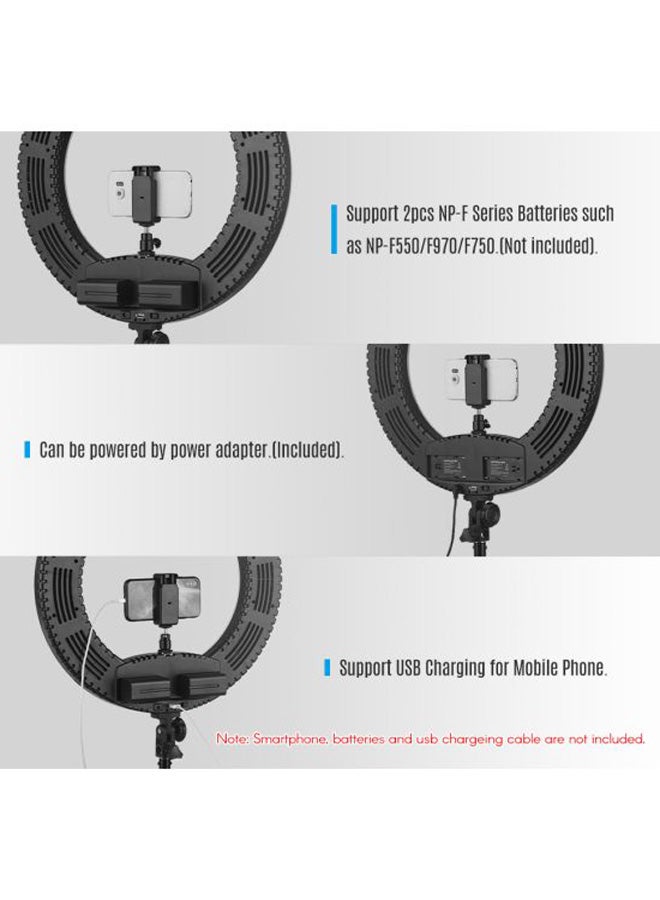 7-Piece Dimmable SMD LED Ring Light Kit Black/White - Image 5