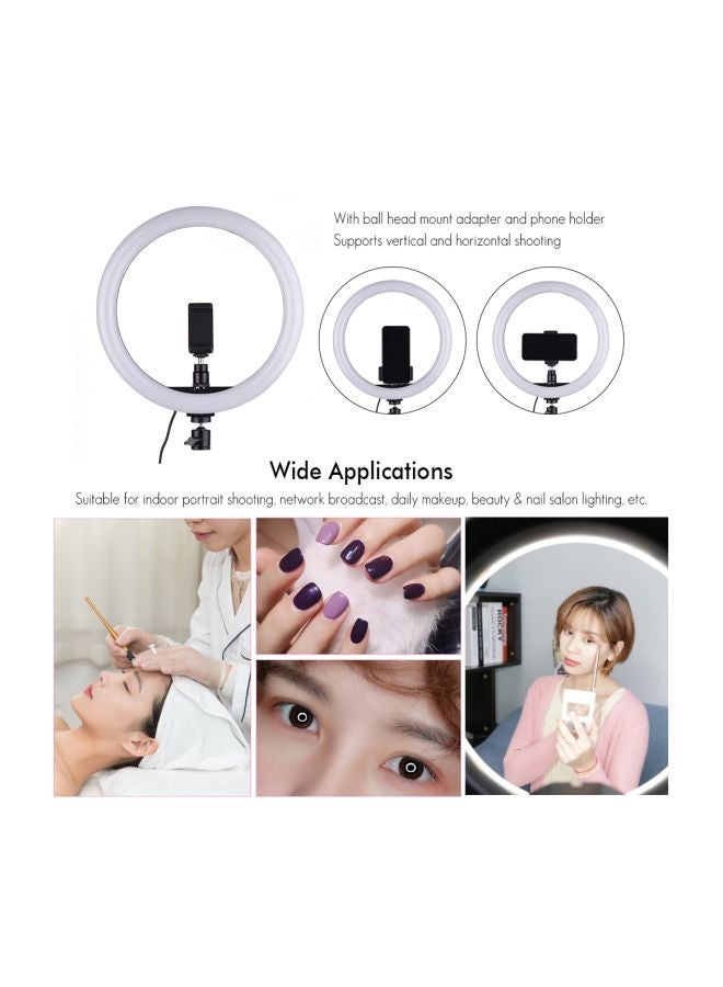 LED Ring Light With Smartphone Holder White/Black - Image 4