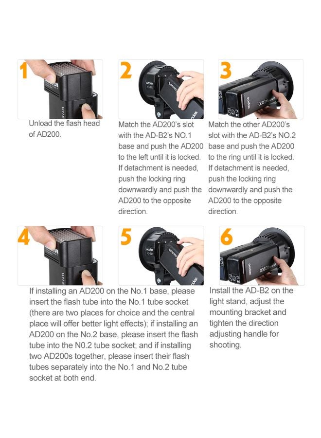 Godox - AD-B2 AD200 Dual Power Flash Head Bowen Mount - Image 1
