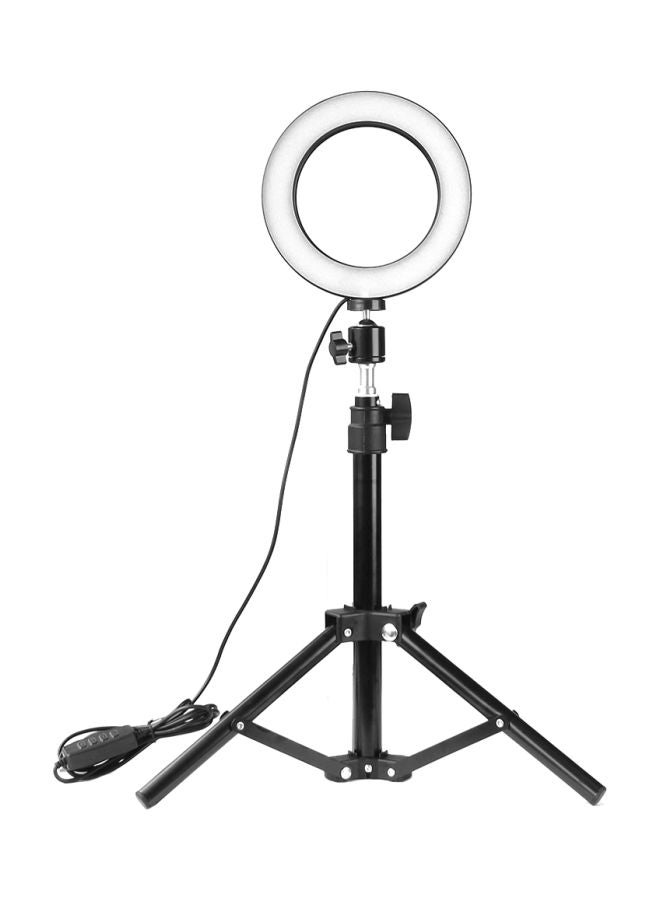 LED Selfie Ring Light With Stand Black/White - Image 1