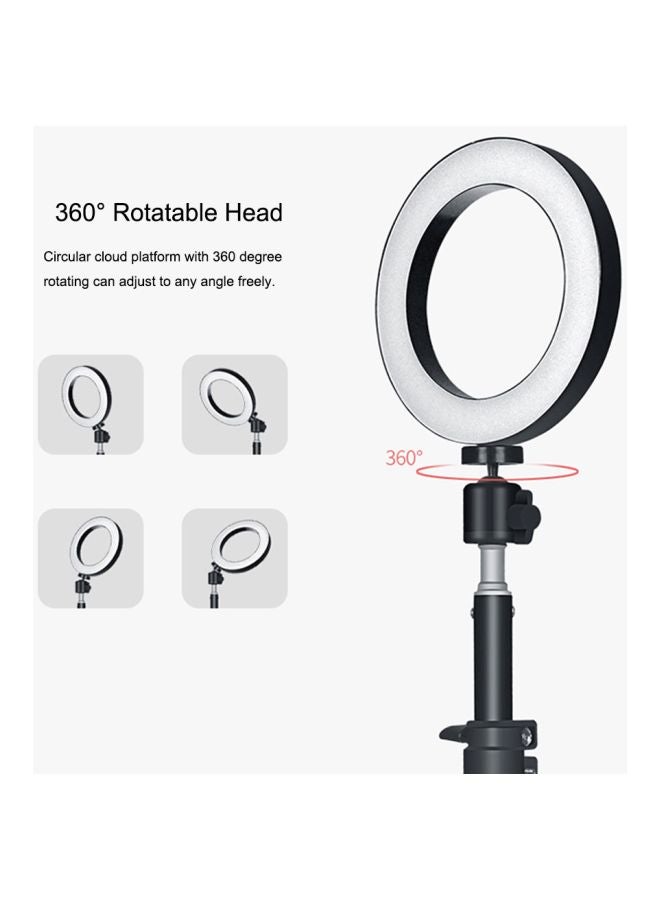 LED Selfie Ring Light With Stand Black/White - Image 3