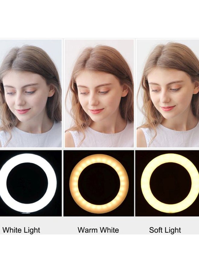 LED Selfie Ring Light With Stand Black/White - Image 4