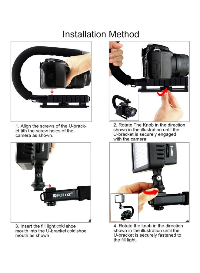 PULUZ U-Shaped Handheld DV Bracket Stabilizer Black  - Image 4