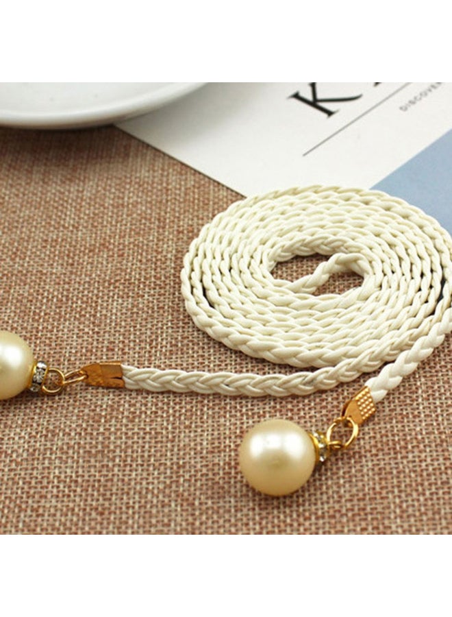 Pearl Braided Waist Belt White - Image 4
