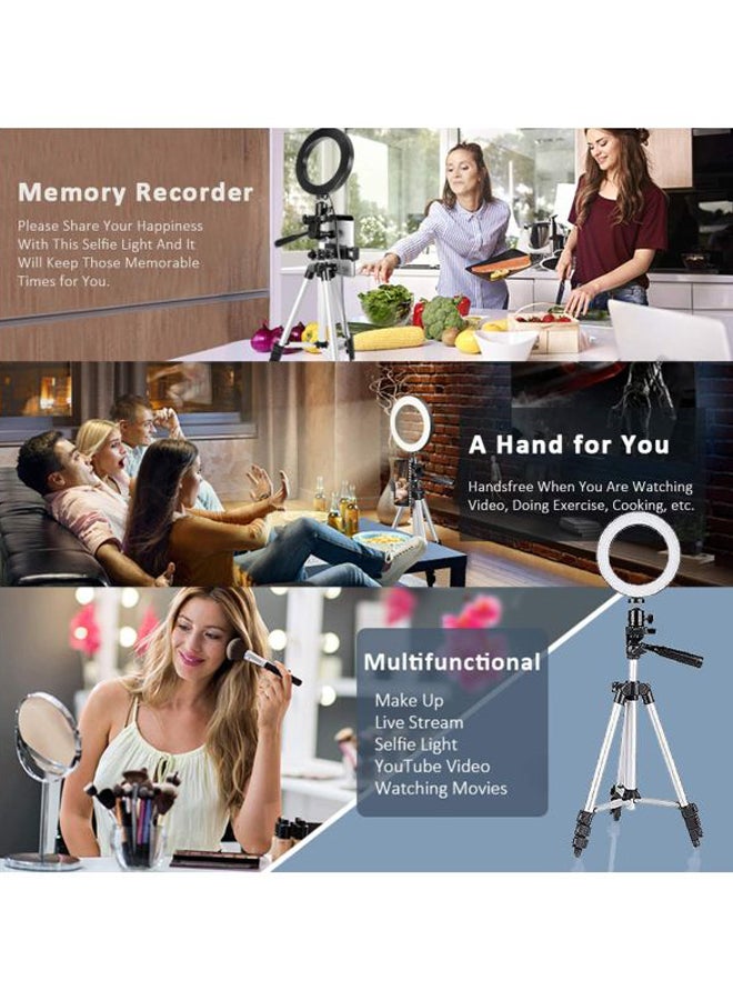 LED Ring Light With Tripod Stand And Phone Holder Kit White/Silver/Black - Image 4