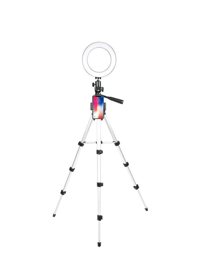 LED Ring Light With Tripod Stand And Phone Holder Kit White/Silver/Black - Image 1