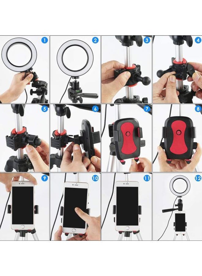 LED Ring Light With Tripod Stand And Phone Holder Kit White/Silver/Black - Image 5