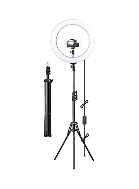 Dimmable LED Ring Light With Tripod Stand White/Black