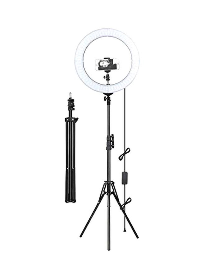Dimmable LED Ring Light With Tripod Stand White/Black  - Image 1