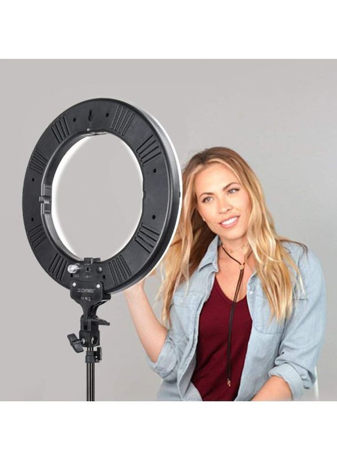 Dimmable LED Ring Light With Tripod Stand White/Black  - Image 2