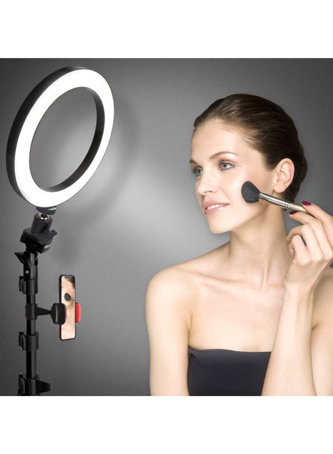 Dimmable LED Ring Light With Tripod Stand White/Black  - Image 4