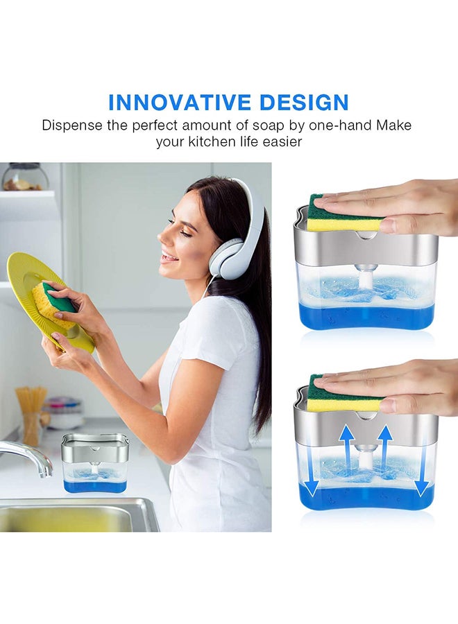 Generic - 2-in-1 Dishwasher Soap Dispenser With Sponge Multicolor -cm - Image 1