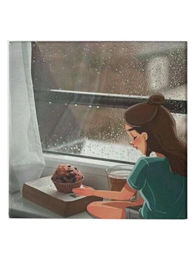 لوحة فنية من قماش الكانفاس بإطار مخفي تحمل صورة رسوم متحركة لفتاة متعدد الألوان 50 x 50سم - Image 1
