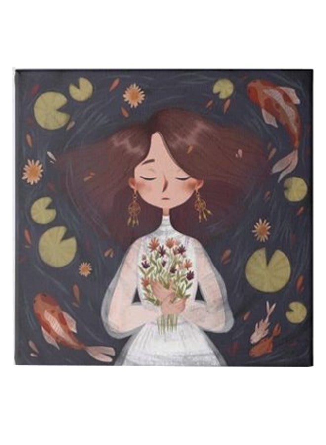 Girl Animation Hidden Frame Canvas Wall Painting Multicolour 50 x 50cm - Image 1