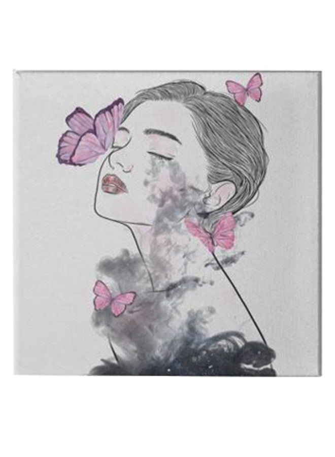 Girl Of Roses Hidden Frame Canvas Wall Painting Black/White/Pink 50 x 50cm - Image 1