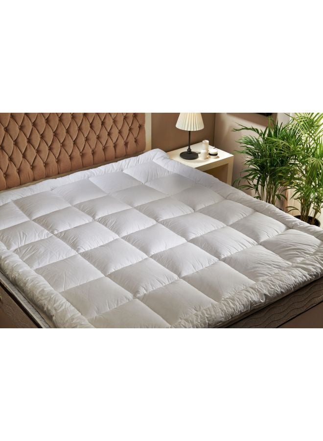 Cotton Queen Size Mattress Topper Cotton White 160x200cm  - Image 1