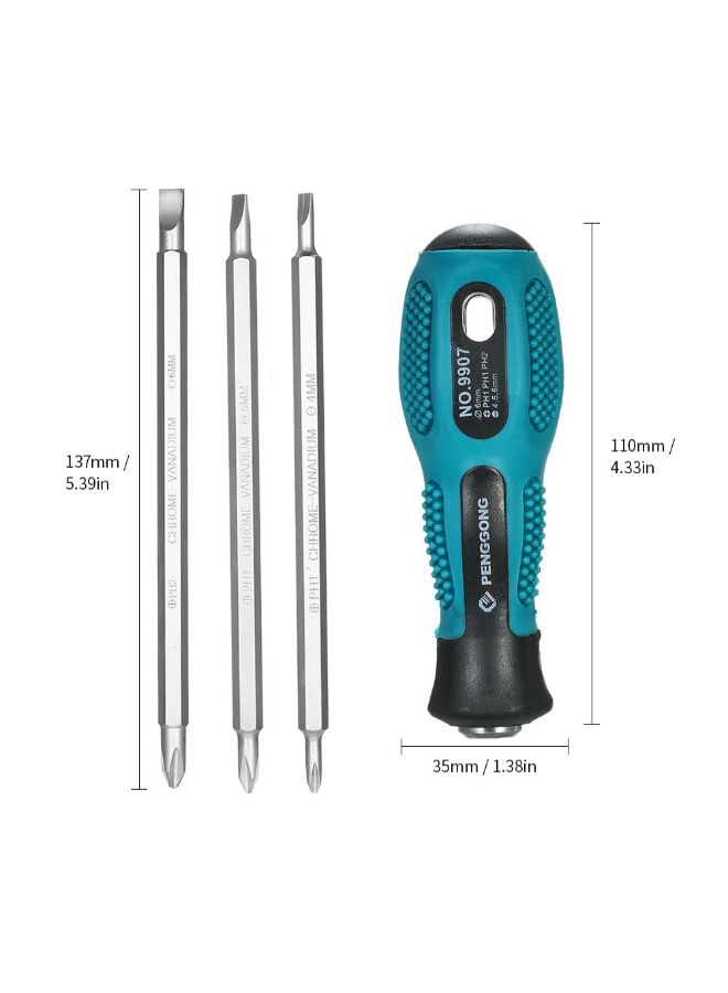 4-Piece Multi Functional Insulated Screwdriver Set Green/Silver 19.5cm  - Image 3