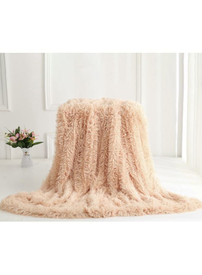 غطاء رقيق للزينة مصنوعة من الفرو الصناعي مختلط بيج 63x79بوصة - Image 1