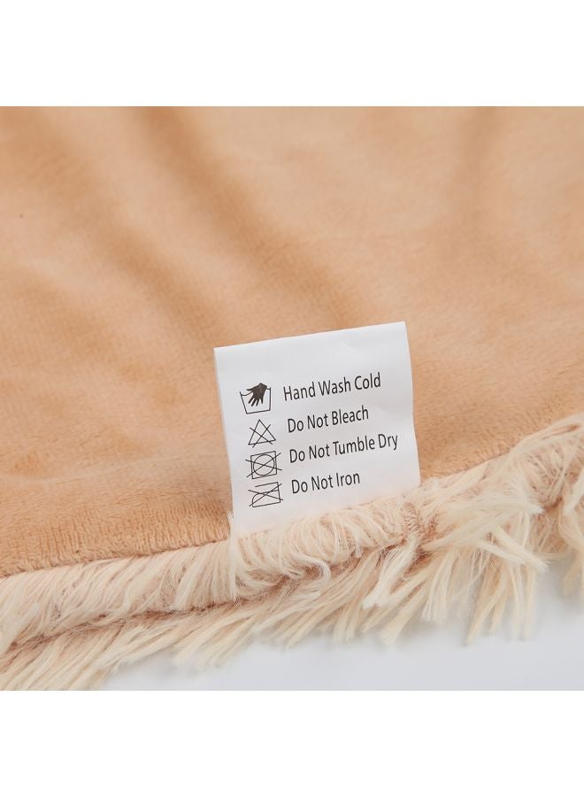 غطاء رقيق للزينة مصنوعة من الفرو الصناعي مختلط بيج 63x79بوصة - Image 3