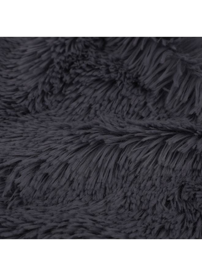 Faux Fur Decorative Fluffy Blanket Combination Dark Grey 51x63inch - Image 3