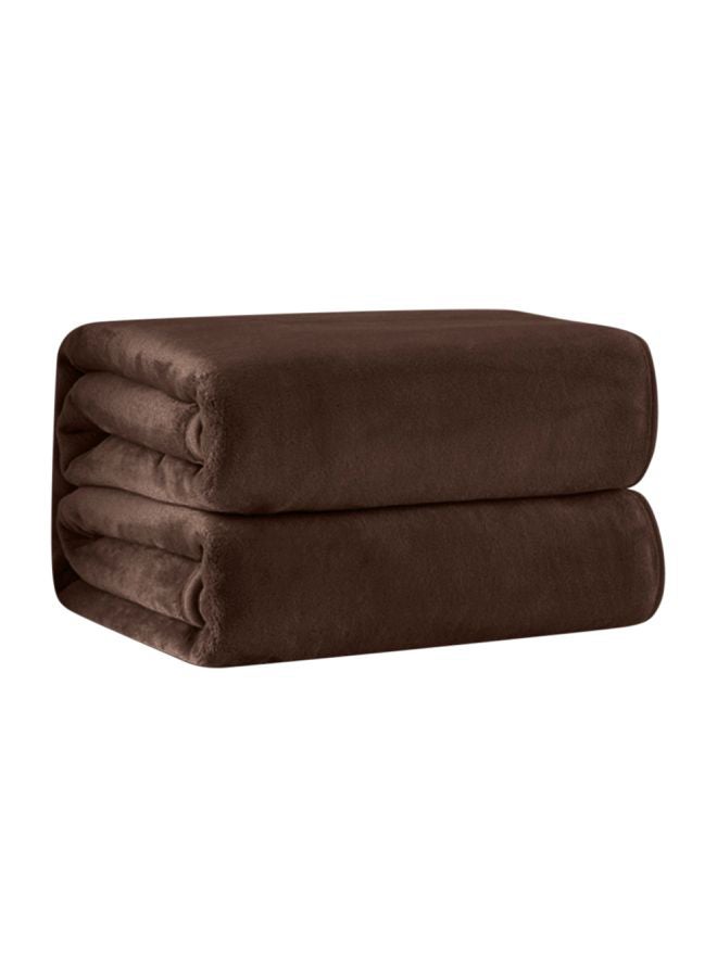 Flannel Fleece Bed Blanket Combination Coffee 180x200cm - Image 1