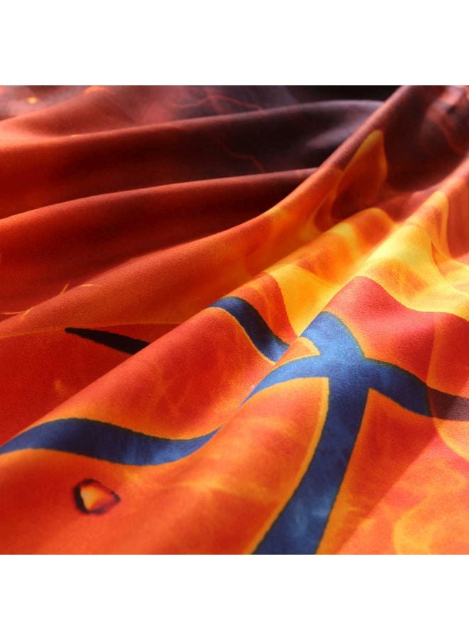 3-Piece Basketball Printed Bed Sheet And Pillowcase Set Polyester Black/Orange/Blue Full - Image 4