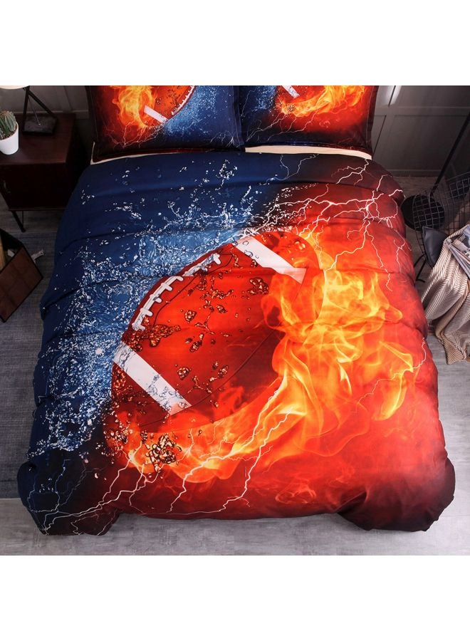 3-Piece Football Printed Bed Sheet And Pillowcase Set Polyester Blue Full - Image 4