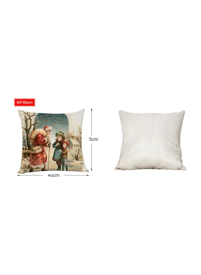 Christmas Themed Throw Pillow Cover Red/Blue/Beige 18x18inch - Image 2