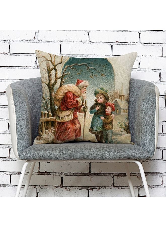 Christmas Themed Throw Pillow Cover Red/Blue/Beige 18x18inch - Image 4